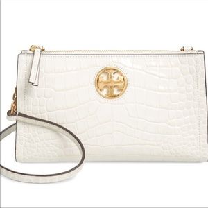 Tory Burch White Croc Embossed Bag